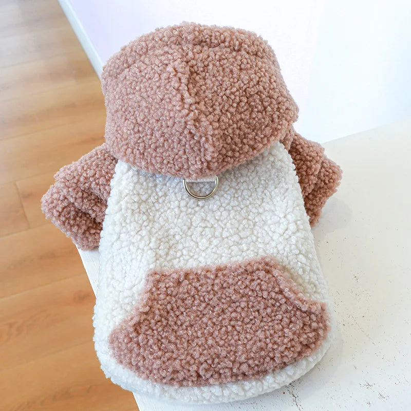 Berber Fleece Dog Hoodie – Winter Warm Pet Sweater with Buckle